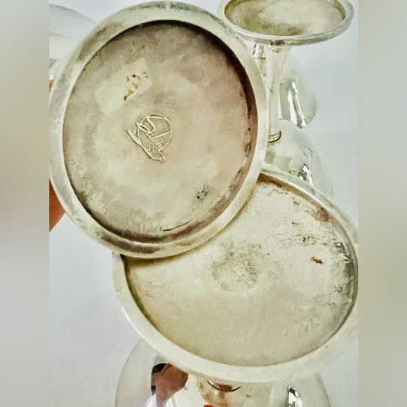 Vintage Silver plate Stem glasses goblets champagne sorbet cups set of 4 - Picture 9 of 10